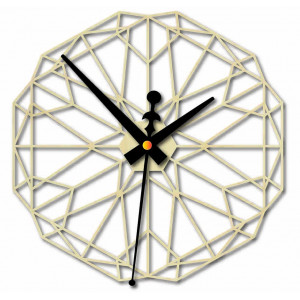 Geometrické hodiny na zeď z dřevěné překližky - CUDO 2
