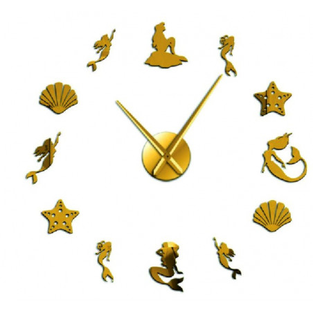 Zrcadlové nástěnné hodiny fantazie mořská panna