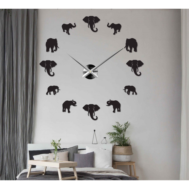 Sentop - Moderní nalepovací nástěnné hodiny na zeď slon i zlaté SZ070