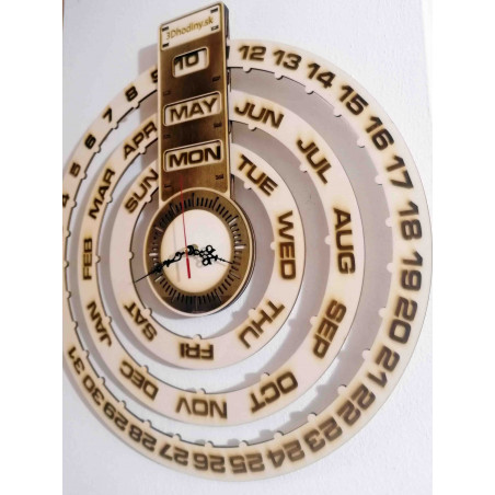 Dřevěný kalendář - gravírované nástěnné hodiny - JOGBEL