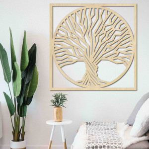 Dřevěný obraz na zeď strom v rámu 2