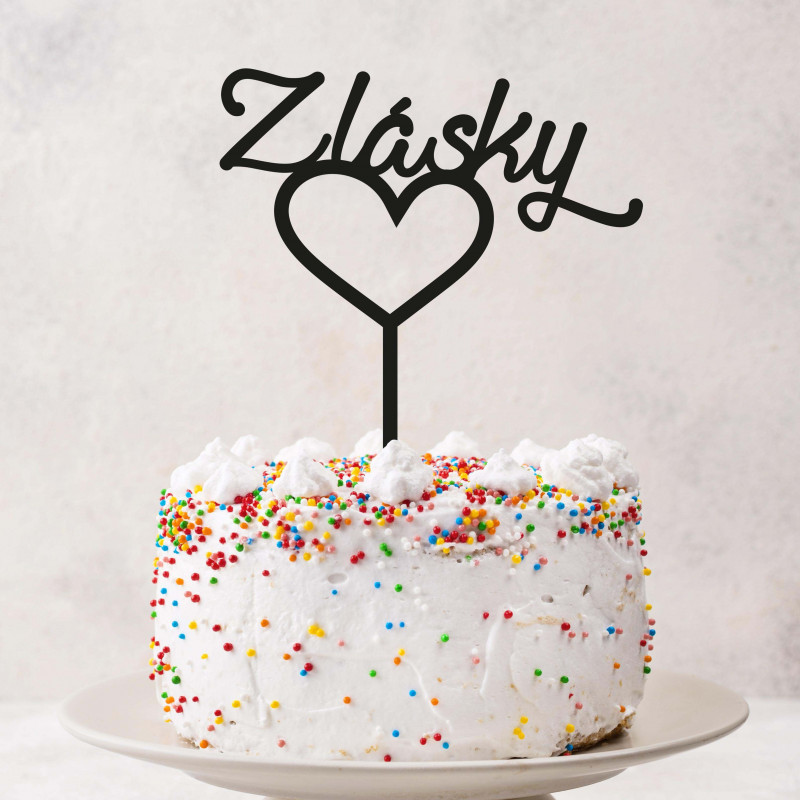Plastový zápich - ozdoba na dort "Z lásky" - Rozměr 130 x 180 mm