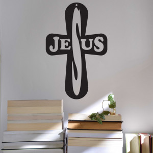 Dekorace vyrobena ze dřeva křížek - Jesus, rozměr:...