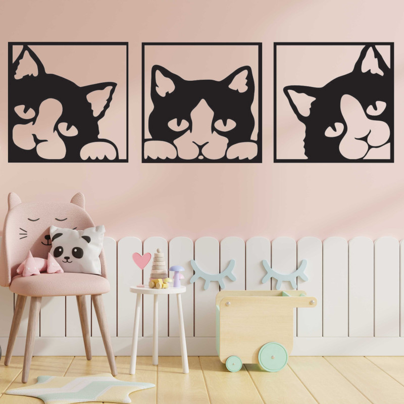 Obraz na stěnu kočky z barevné dřevěné překližky