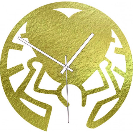 Dřevěné hodiny - láska na ramenou černé a barevné | SENTOP PR0420