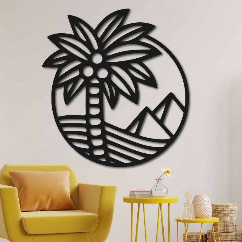 Dřevěný obraz na stěnu palma na pláži - MALLAWI | SENTOP