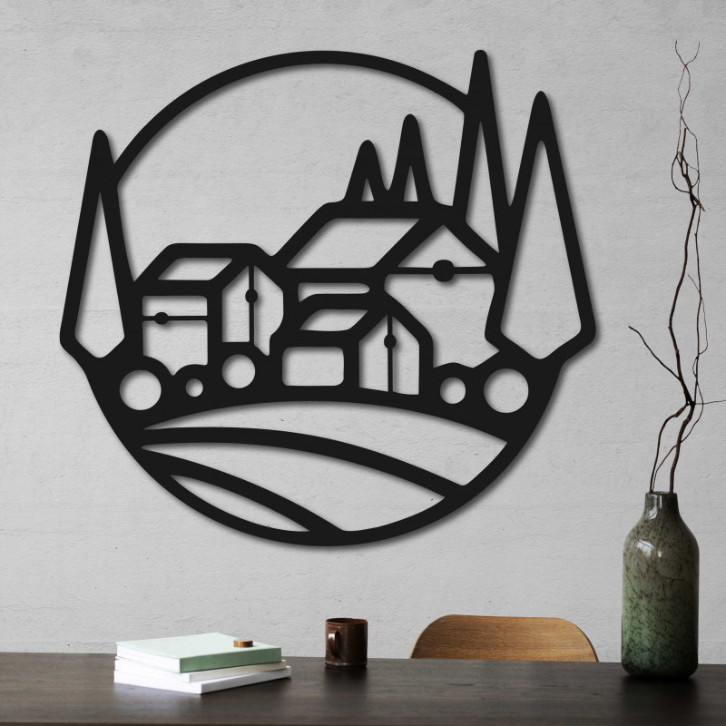 Dřevěný obraz na zeď domky