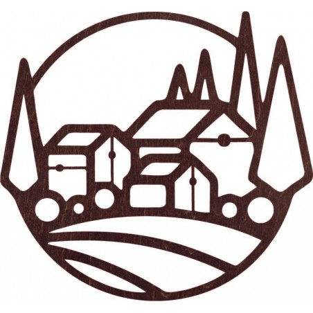 Dřevěný obraz na zeď domky