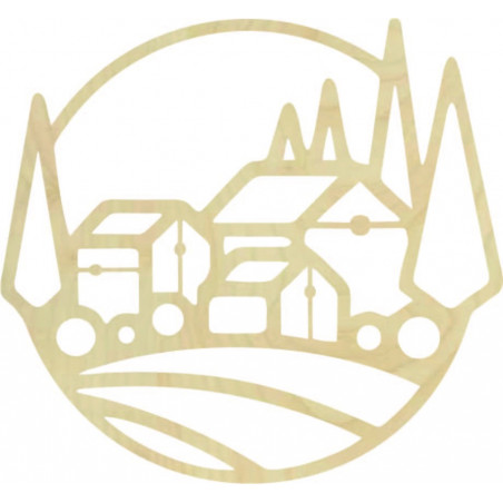 Dřevěný obraz na zeď domky