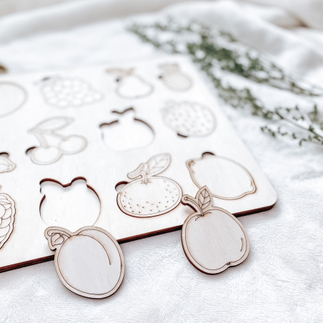 Dřevěná montessori vkládačka pro děti - OVOCE | SENTOP | Dřevěné puzzle 30x30 cm H001