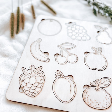 Dřevěná montessori vkládačka pro děti - OVOCE | SENTOP | Dřevěné puzzle 30x30 cm H001