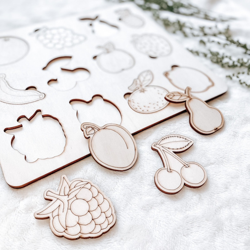 Dřevěná montessori vkládačka pro děti - OVOCE |...