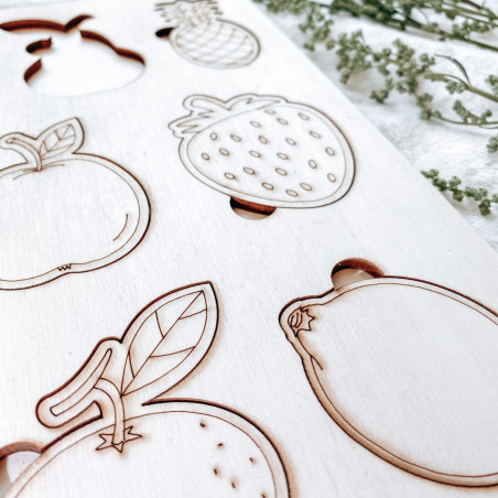 Dřevěná montessori vkládačka pro děti - OVOCE | SENTOP | Dřevěné puzzle 30x30 cm H001