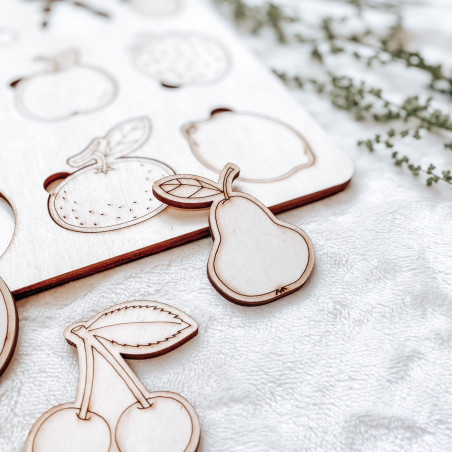 Dřevěná montessori vkládačka pro děti - OVOCE | SENTOP | Dřevěné puzzle 30x30 cm H001