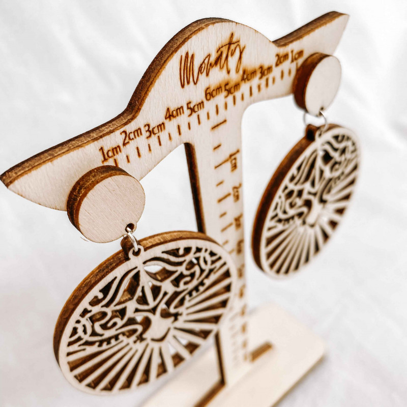 Dřevěné přírodní visící náušnice LILIEN -...