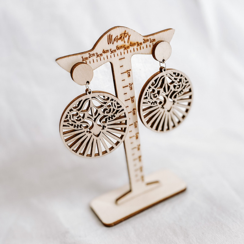 Dřevěné přírodní visící náušnice LILIEN -...