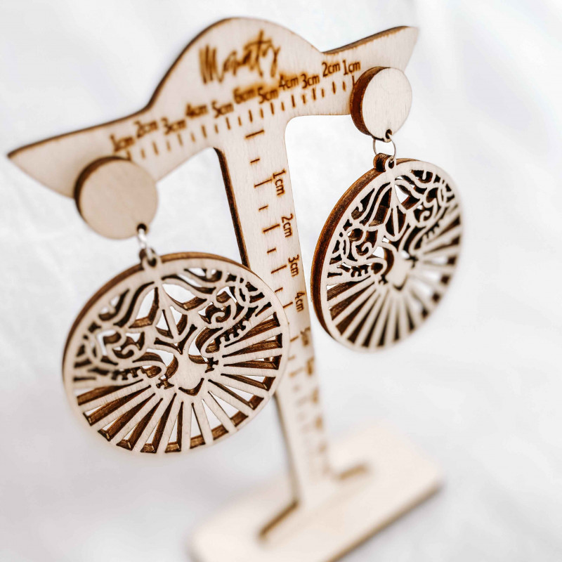 Dřevěné přírodní visící náušnice LILIEN -...