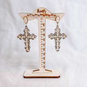 Dřevěné přírodní visící náušnice CROSS - MONATY | SENTOP... 2