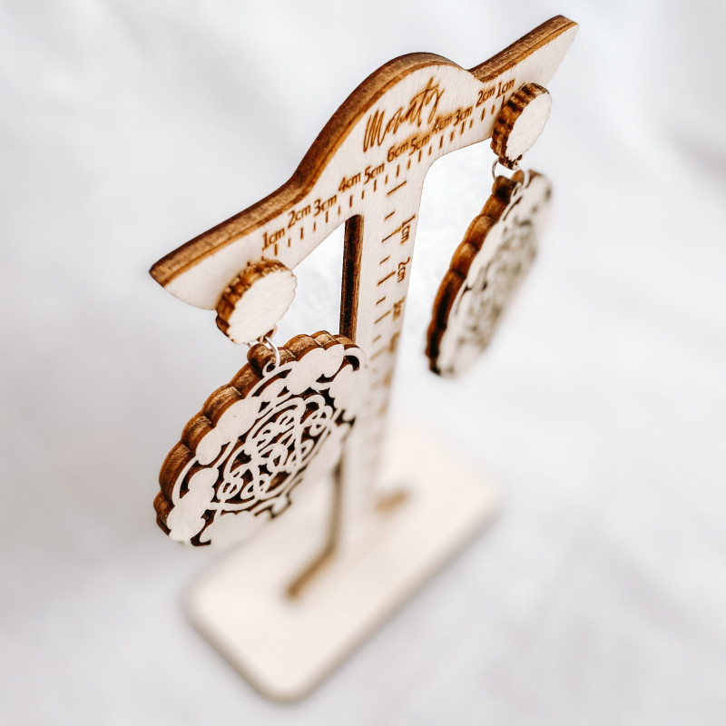 Dřevěné přírodní visící náušnice AURORA -...