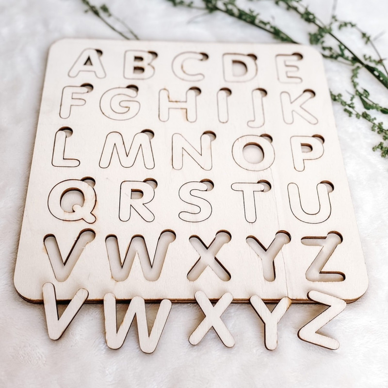 Dřevěná montessori vkládačka pro děti - ABECEDA...