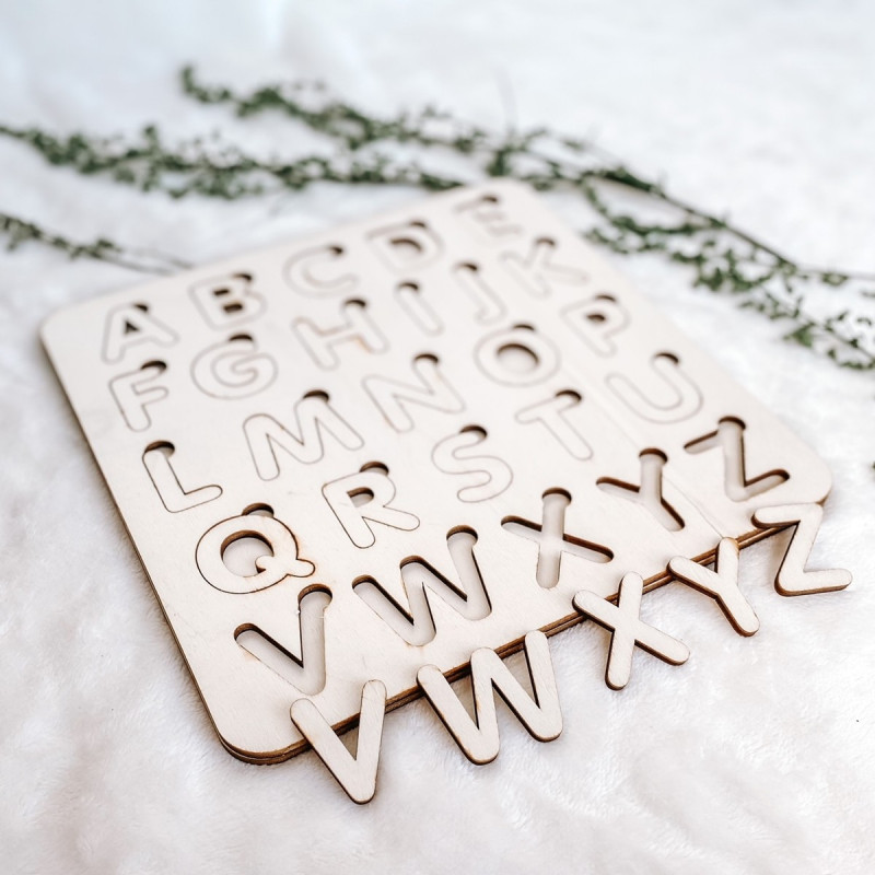 Dřevěná montessori vkládačka pro děti - ABECEDA...