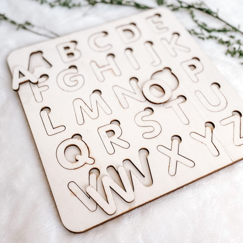 Dřevěná montessori vkládačka pro děti - ABECEDA...