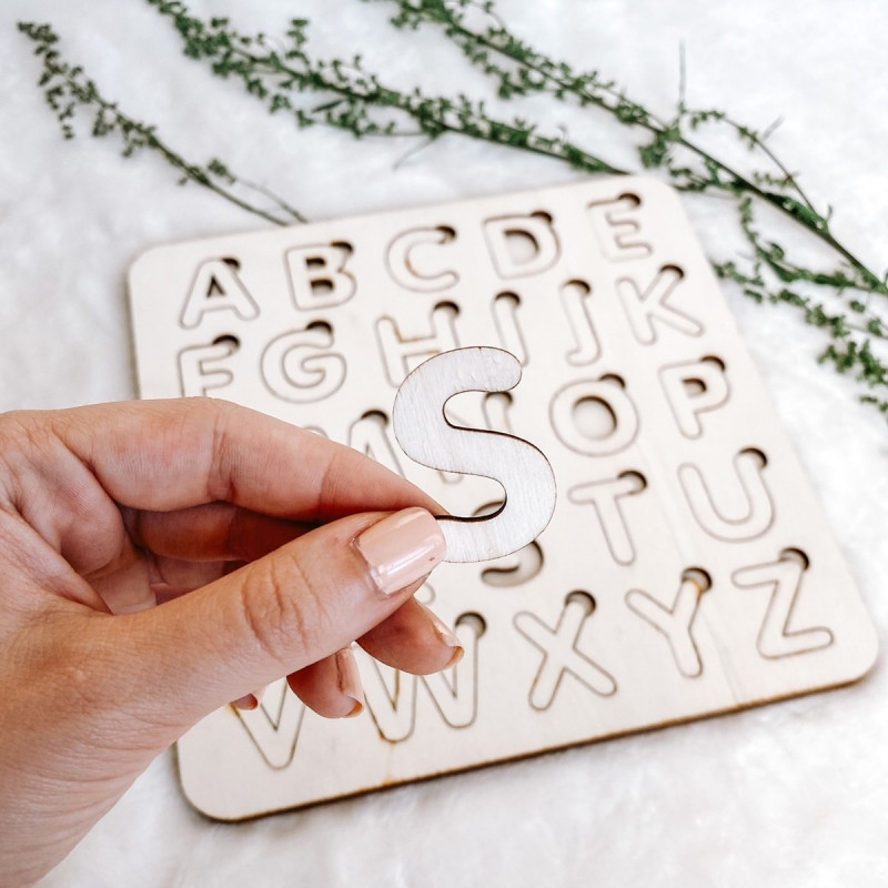 Dřevěná montessori vkládačka pro děti - ABECEDA...