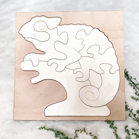 Dvoubarevná dřevěná montessori vkládačka pro děti - 3D puzzle Chameleon TOPOL | SENTOP  H014-A