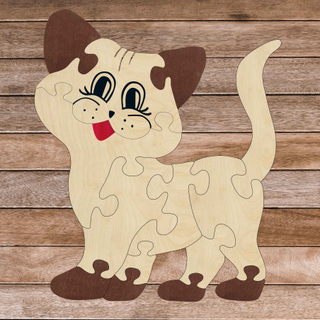 Dřevěné dětské PUZZLE PUZZLE Montessori dřevěná vkládačka pro děti - KOČKA | SENTOP H016 světlý topol