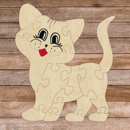 Dřevěné dětské PUZZLE PUZZLE Montessori dřevěná vkládačka pro děti - KOČKA | SENTOP H016 světlý topol