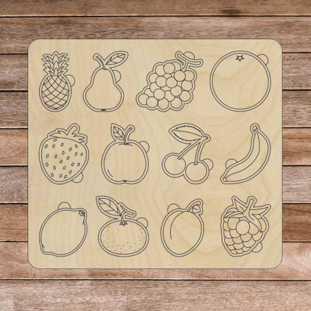 Dřevěná montessori vkládačka pro děti - OVOCE | SENTOP | Dřevěné puzzle 30x30 cm H001