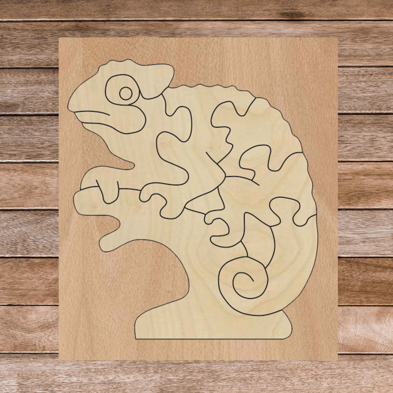 Dvoubarevná dřevěná montessori vkládačka pro děti - 3D puzzle Chameleon TOPOL | SENTOP  H014-A