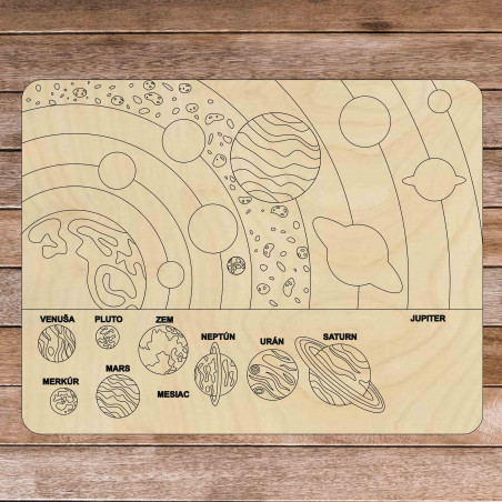 Dřevěné montessori puzzle - Sluneční soustava 10 dílků | SENTOP