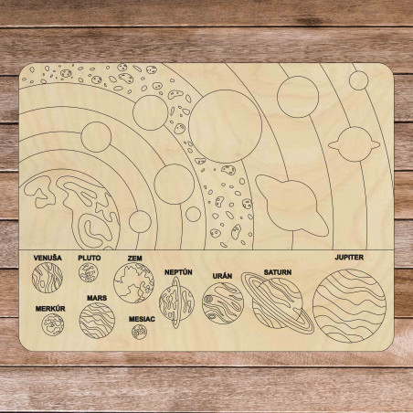 Dřevěné montessori puzzle - Sluneční soustava 10 dílků | SENTOP