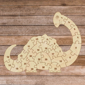 Dětské dřevěné puzzle - Dinosaurus a čísla 26 dílků | SENTOP H023