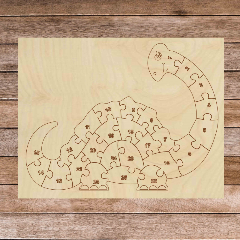 Dětské dřevěné puzzle - Dinosaurus a čísla 26...