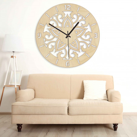 Dřevěné hodiny - ornamenty přírodní i barevné | SENTOP PR0441