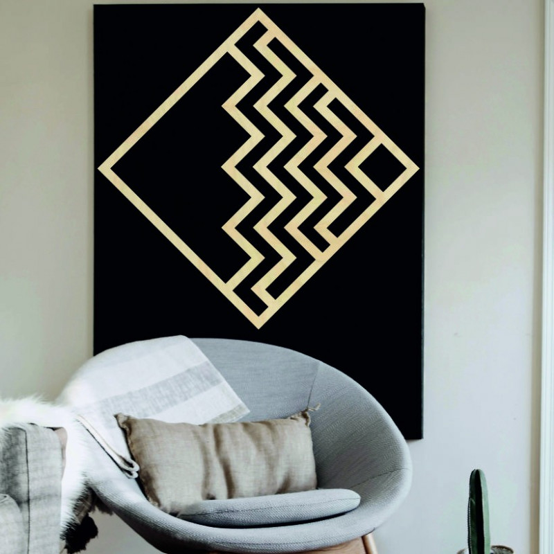 Moderní obraz na stěnu - dřevěná dekorace čtverec FORNET | SENTOP