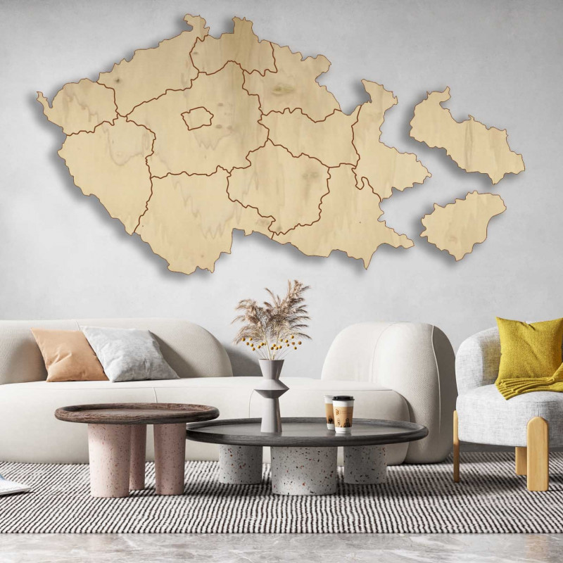 Puzzle dřevěná nástěnná mapa Česká republika