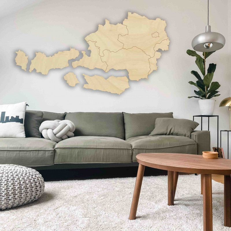 Dřevěná mapa na stěnu Rakousko - 10 ks | SENTOP...