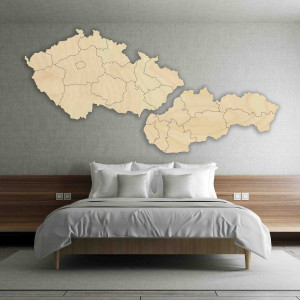 Dřevěná nástěnná mapa Česká republika a Slovensko - dřevo