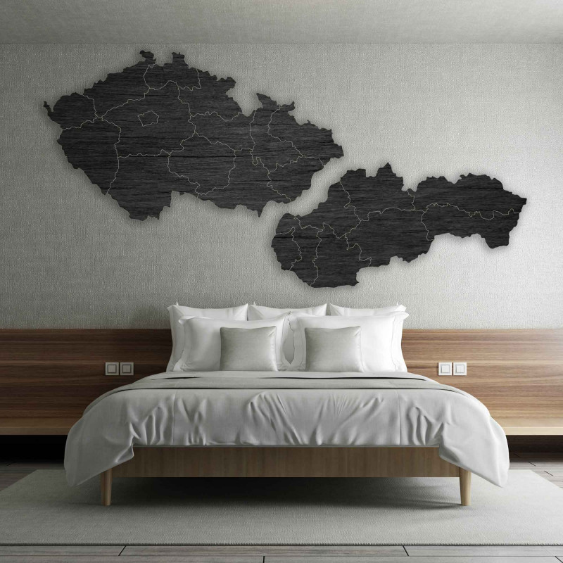 Dřevěná mapa Slovenska a České republiky - PUZZLE