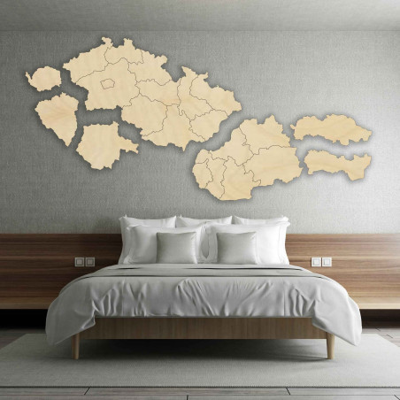 Dřevěná mapa Slovenska a České republiky Dřevěná mapa Slovenska a České republiky