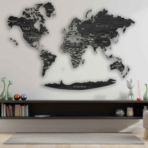 Velká dřevěná mapa světa na...