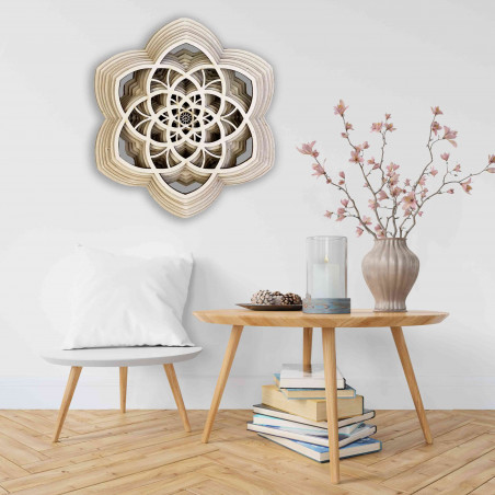 Dřevěná mandala Harmonie z více vrstev až 90 x 100 cm