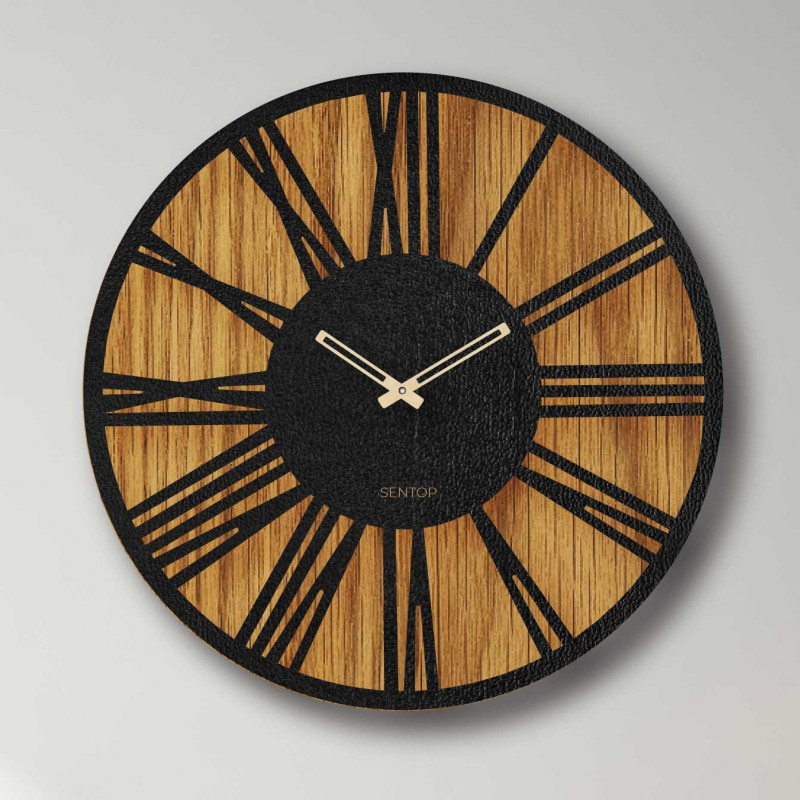 Moderní dřevěné nástěnné hodiny s minimalistickým geometrickým designem