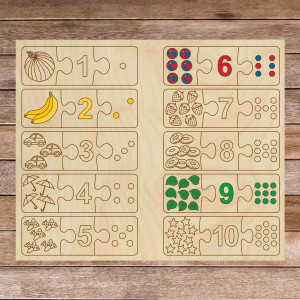 Dětská dřevěná skládačka - Třídílné puzzle 30 dílků | GOLBIT