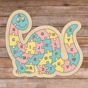 Dětské dřevěné puzzle - Dinosaurus a abeceda A-ZET 26 dílků | SENTOP H006