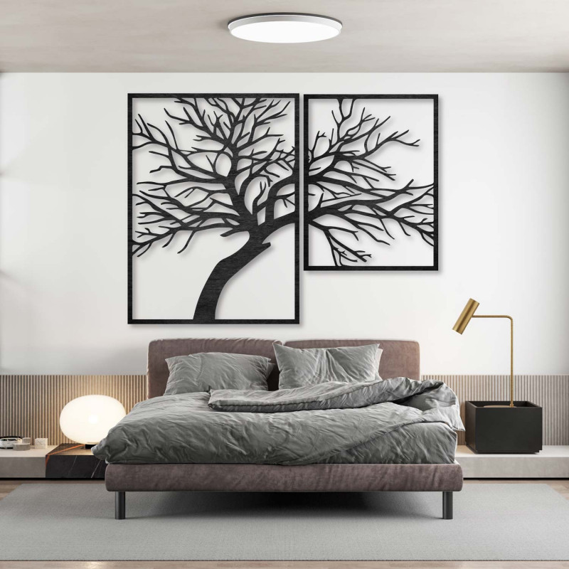 STYLESA Dřevěný obraz na stěnu překližka Obraz se skládá ze dvou částí OLGA i černý PR0221