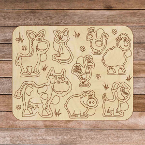 Dětská dřevěná puzzle vkládačka - Zvířátka na farmě 8 dílků | SENTOP H024